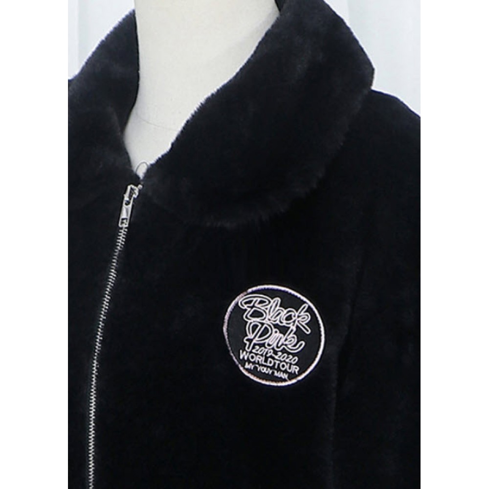 Lisa BlackPink Black Velvet Plush Jacket